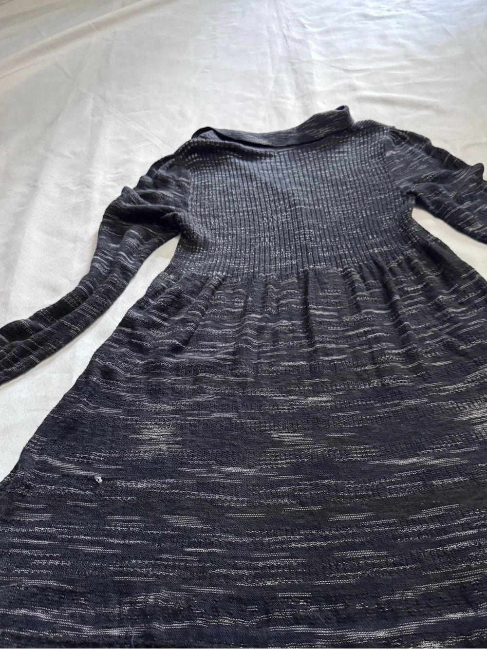 Free People Rain or Shine Fit and Flare Lightweight Sweater Dress Black Small